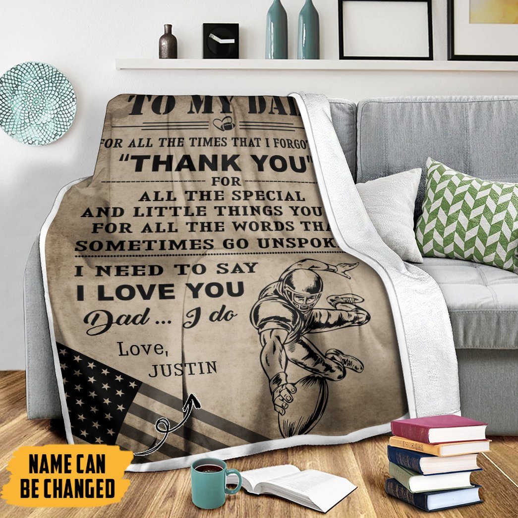 Alldaytee Thank You My Dad Happy Fathers Day Gift Custom Name Blanket