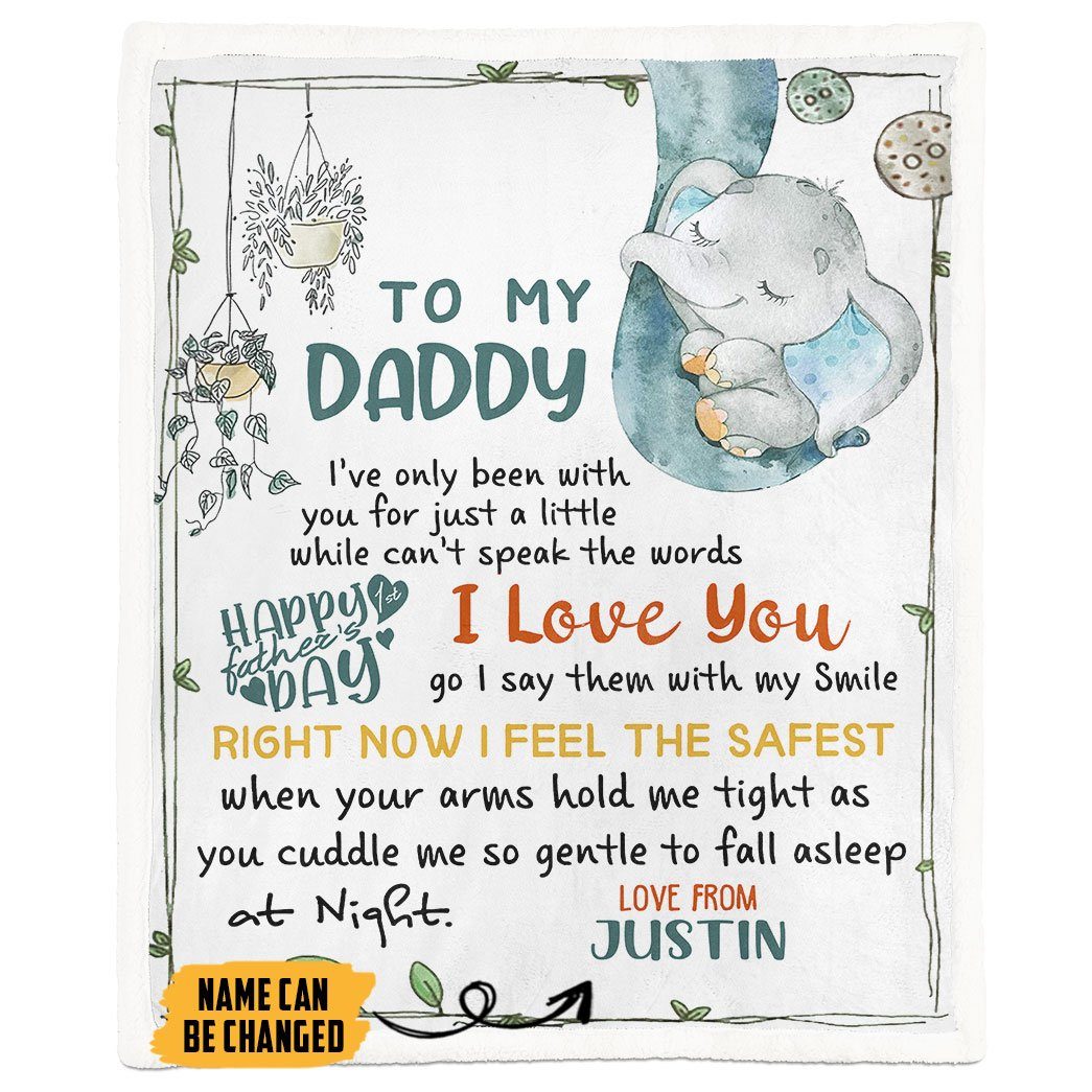 Alldaytee To My Daddy Elephant Fathers Day Gift Custom Name Blanket
