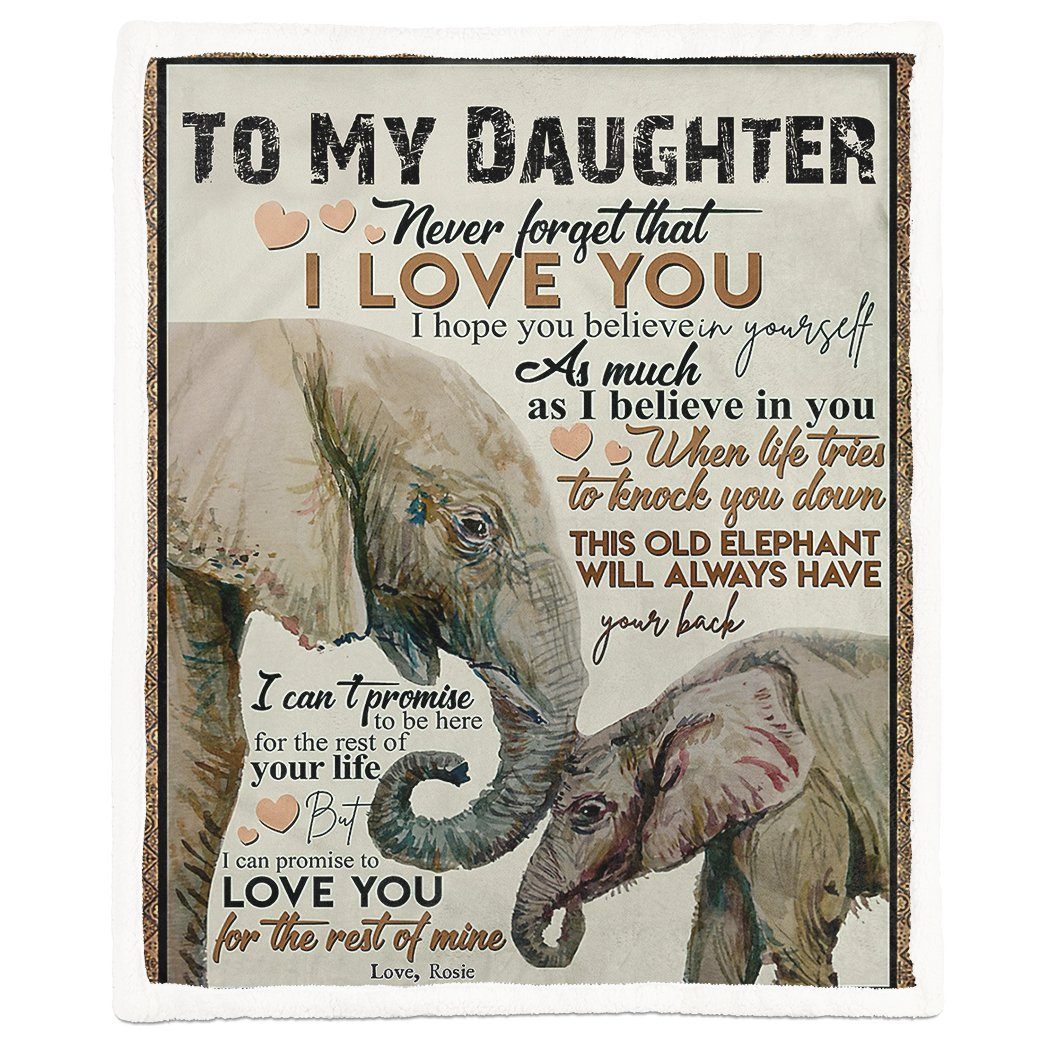 Alldaytee To My Daughter Elephant Mom Mothers Day Gift Custom Name Blanket