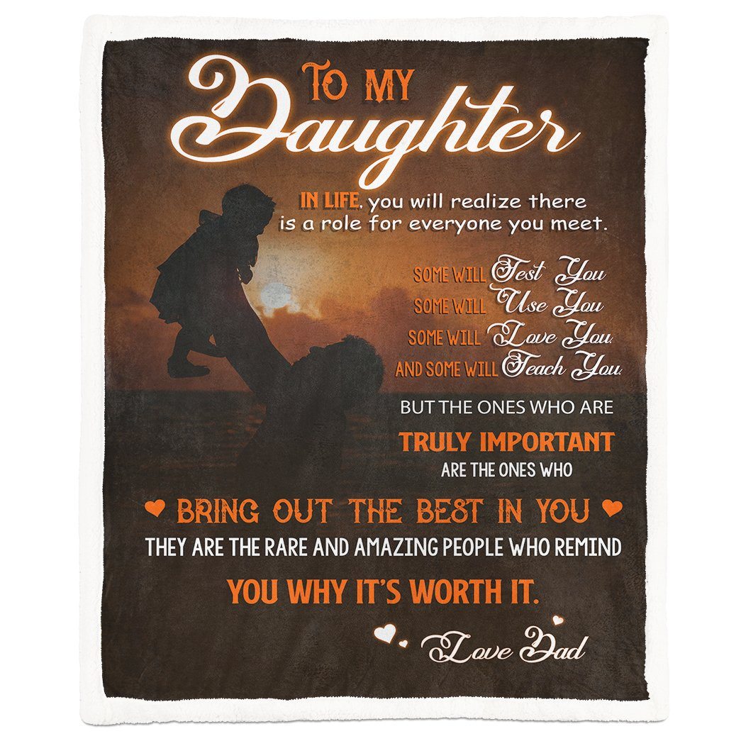 Alldaytee To My Daughter Love Dad Custom Blanket