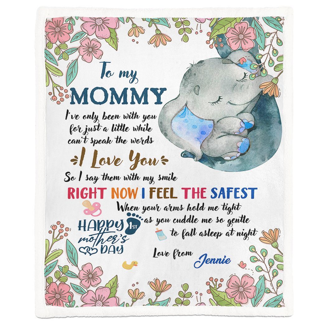 Alldaytee To My Mommy Elephant Mothers Day Gift Custom Name Blanket