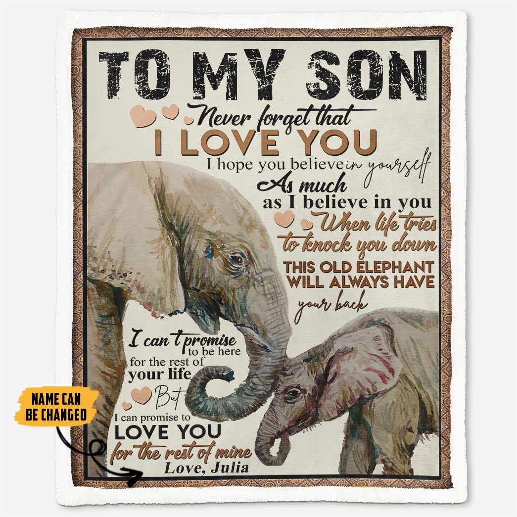 Alldaytee To My Son Elephant Mom Mothers Day Gift Custom Name Blanket
