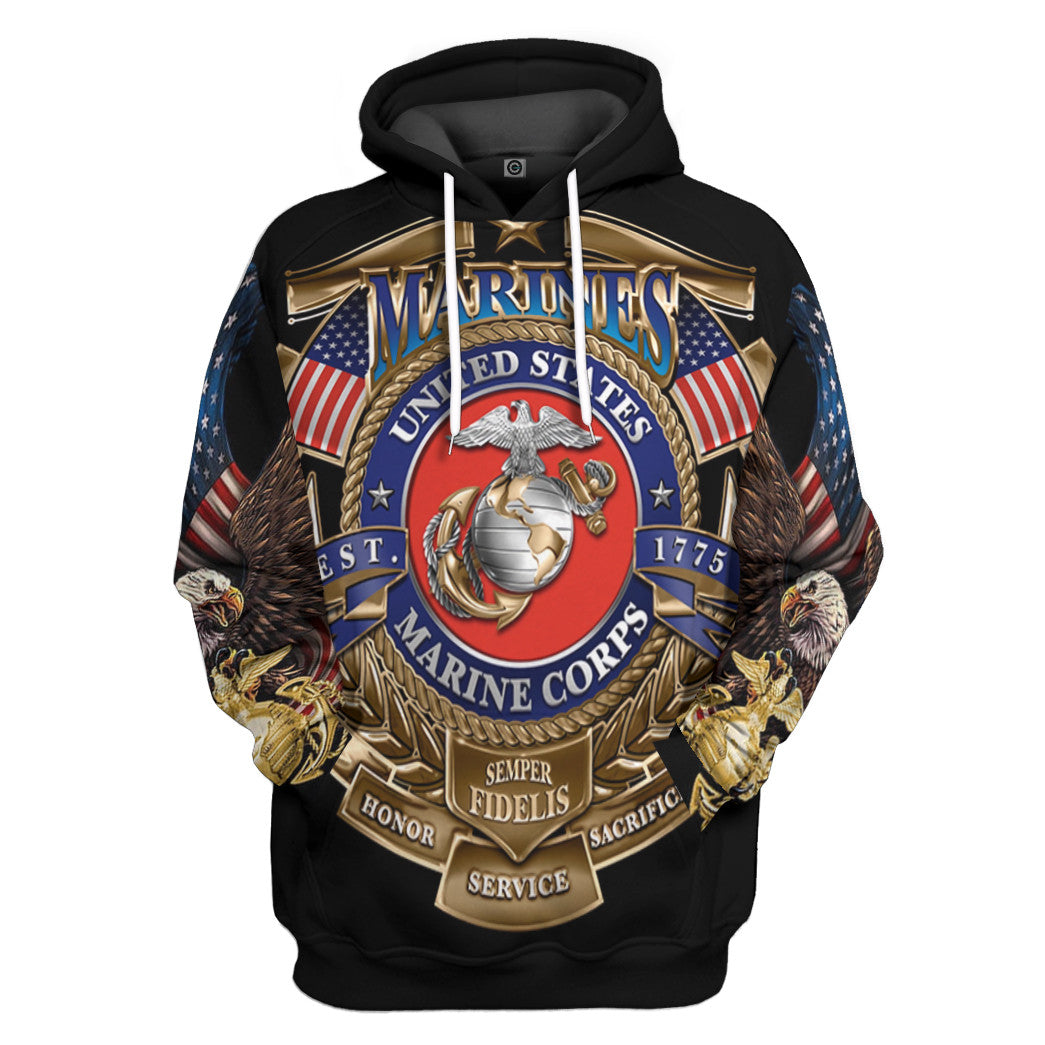 US Marine Corps Veteran Custom Hoodie Tshirt Apparel