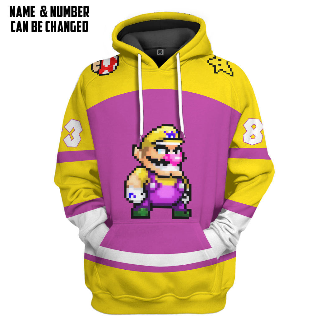 Wario Sports Custom Name Custom Number Hoodie Tshirt Apparel