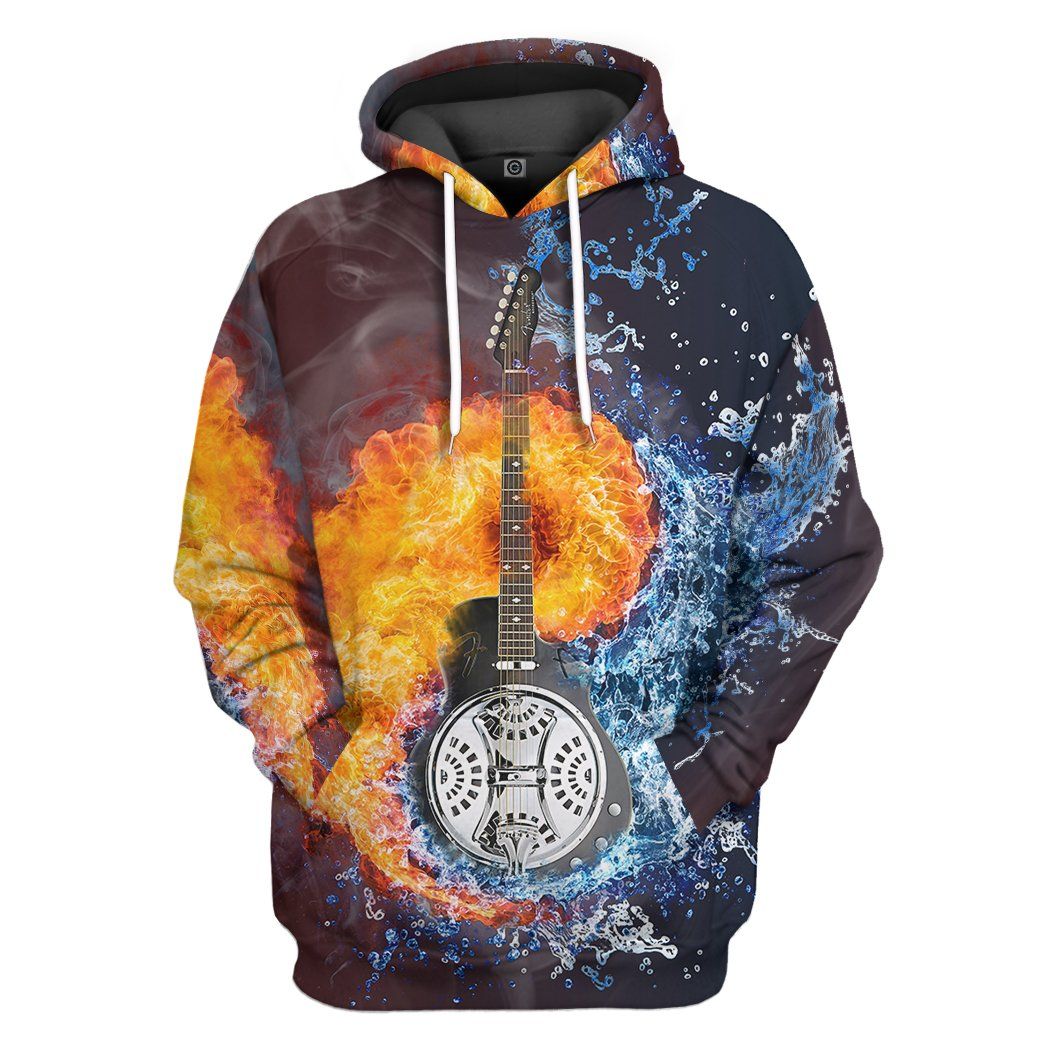 Water Fire Dobro Guitar Hoodie