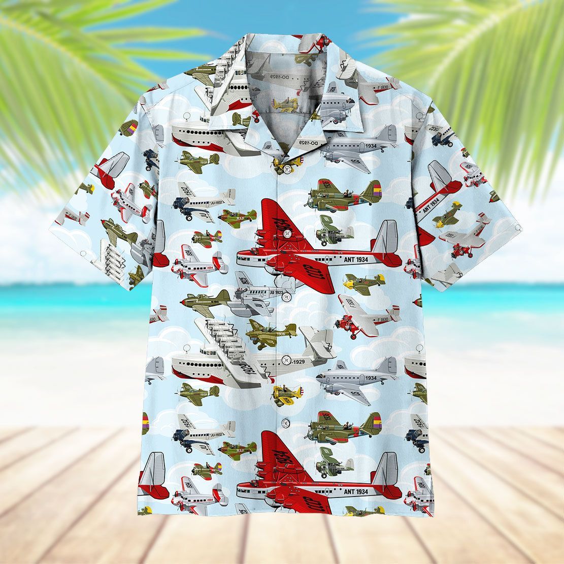 Aircraft Pattern Hawaii Shirt 23