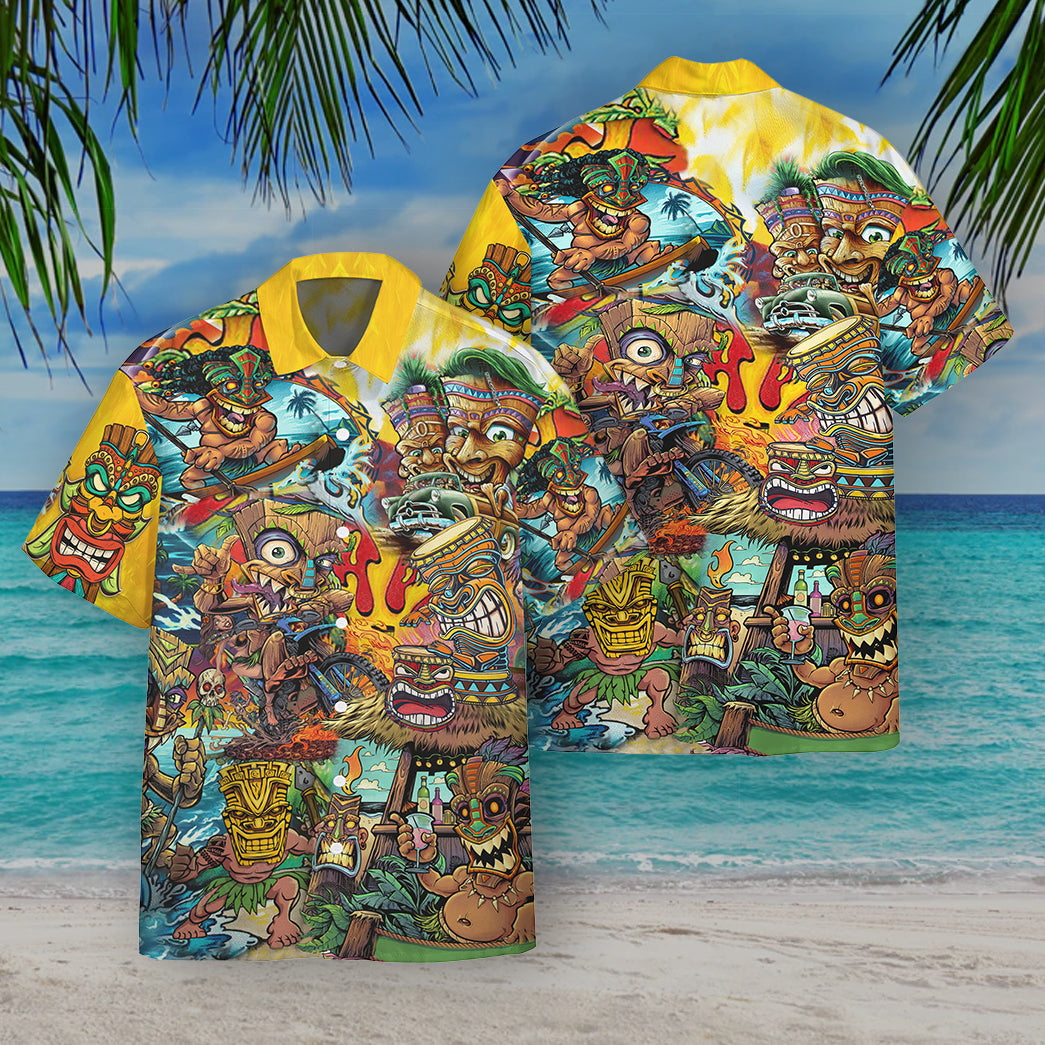 Aloha Spirits With Tiki Custom Hawaii Shirt