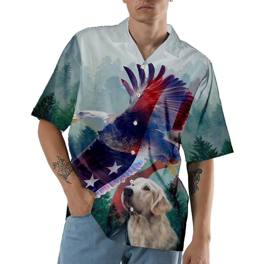 American Eagle And Dog Hawaii Shirt 3