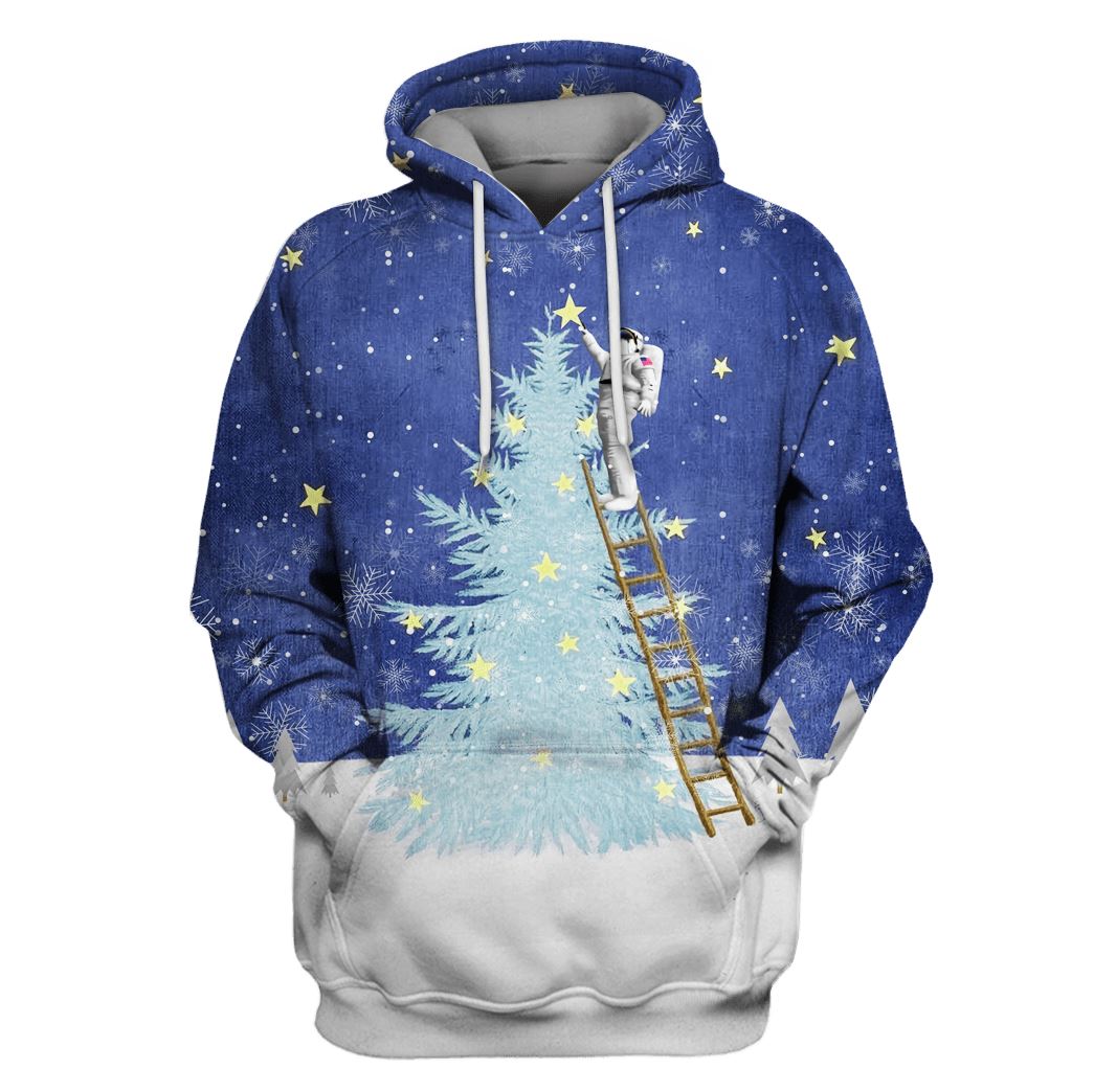 Astronaut Decorating Christmas Tree Custom T-shirt – Hoodies Apparel