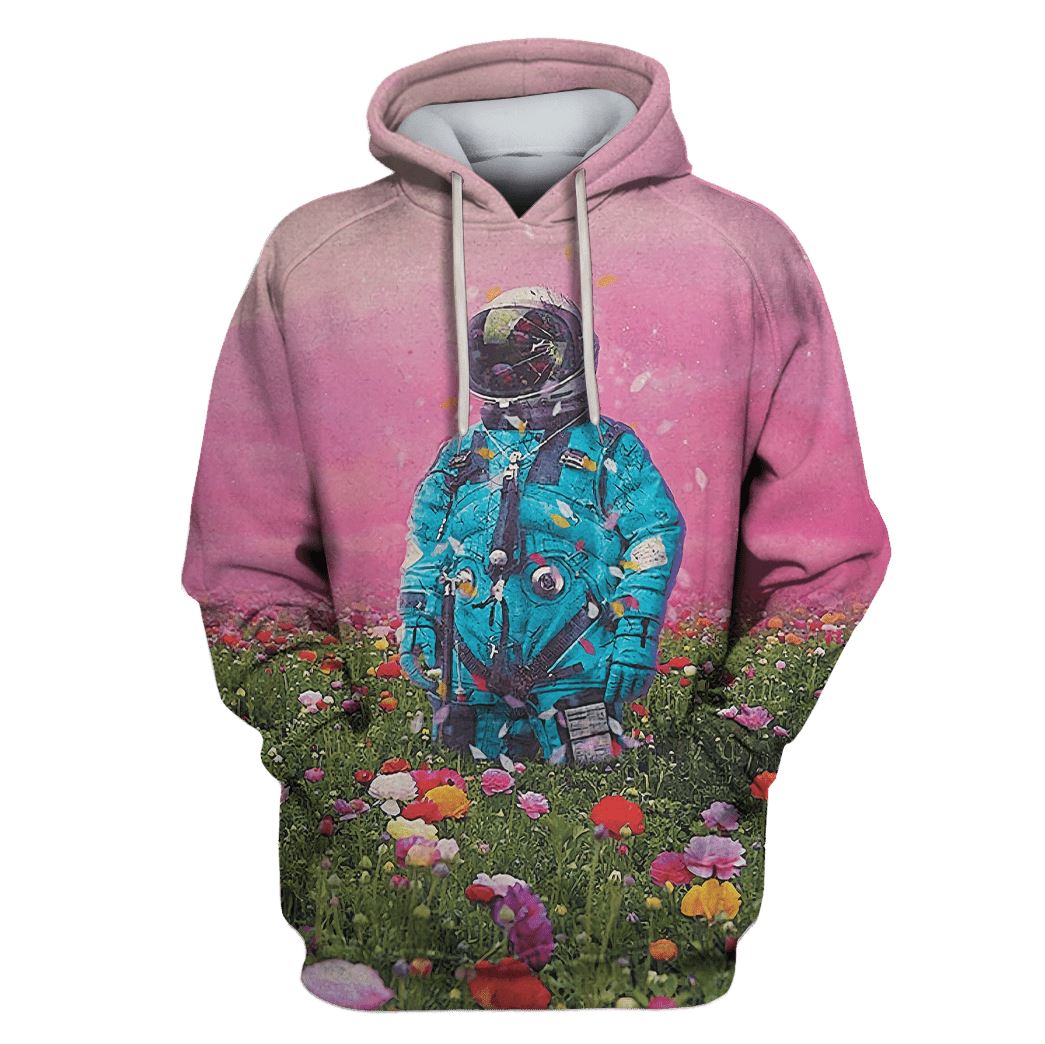 Astronaut In Flower Field Custom T-shirt – Hoodies Apparel