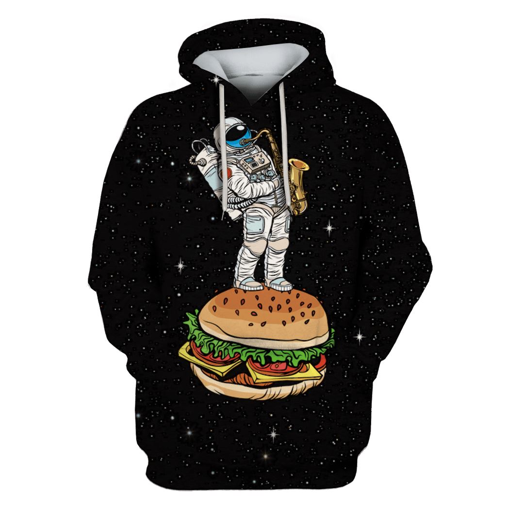 Astronaut in the space with Hamburger Custom T-shirt – Hoodies Apparel