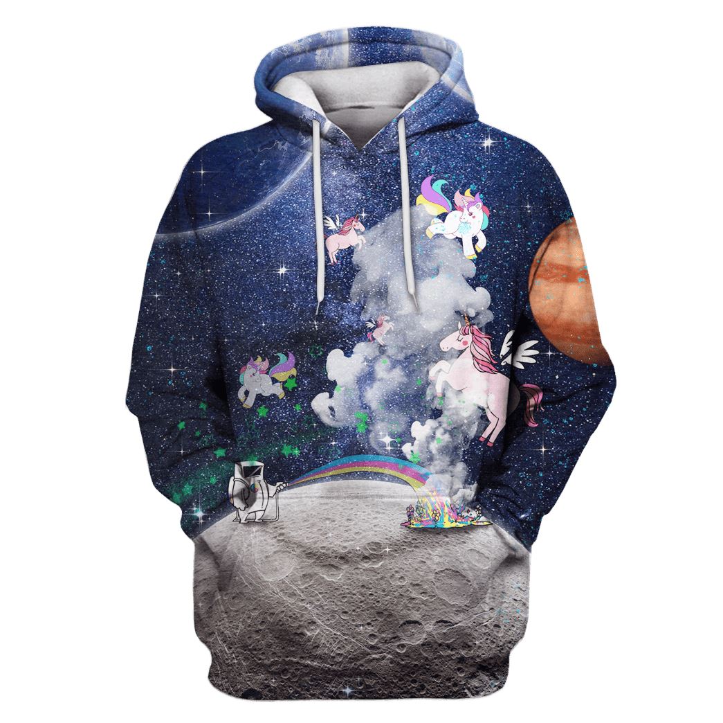 Astronaut Playing With Unicorn OuterSpace Custom T-shirt – Hoodies Apparel