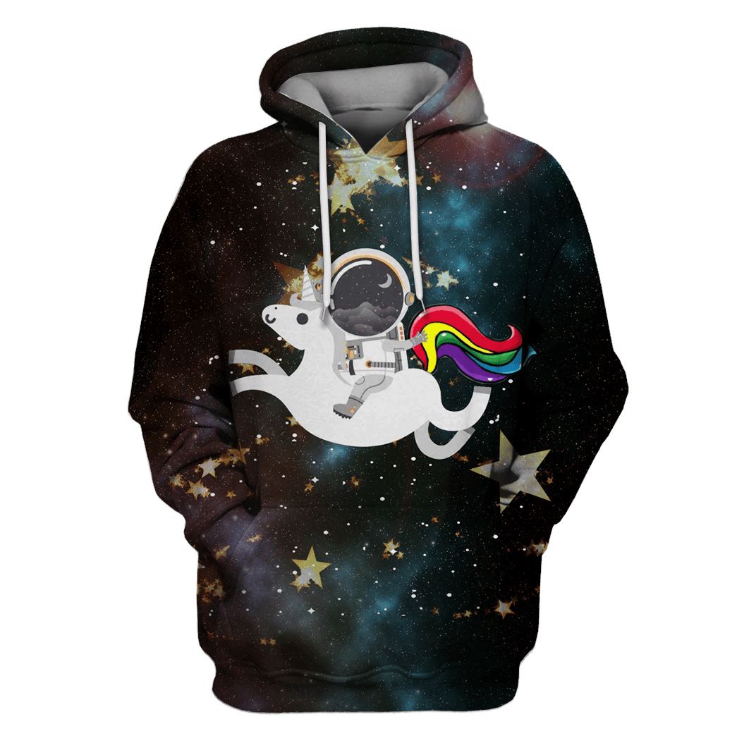 Astronaut Riding Unicorn OuterSpace Custom T-shirt – Hoodies Apparel