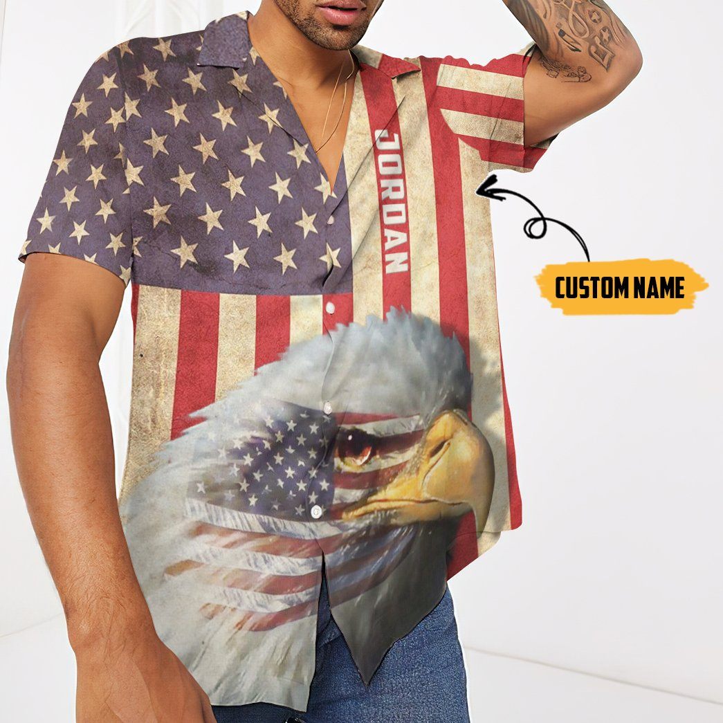 Bald Eagle American Custom Name Hawaii Shirt 5