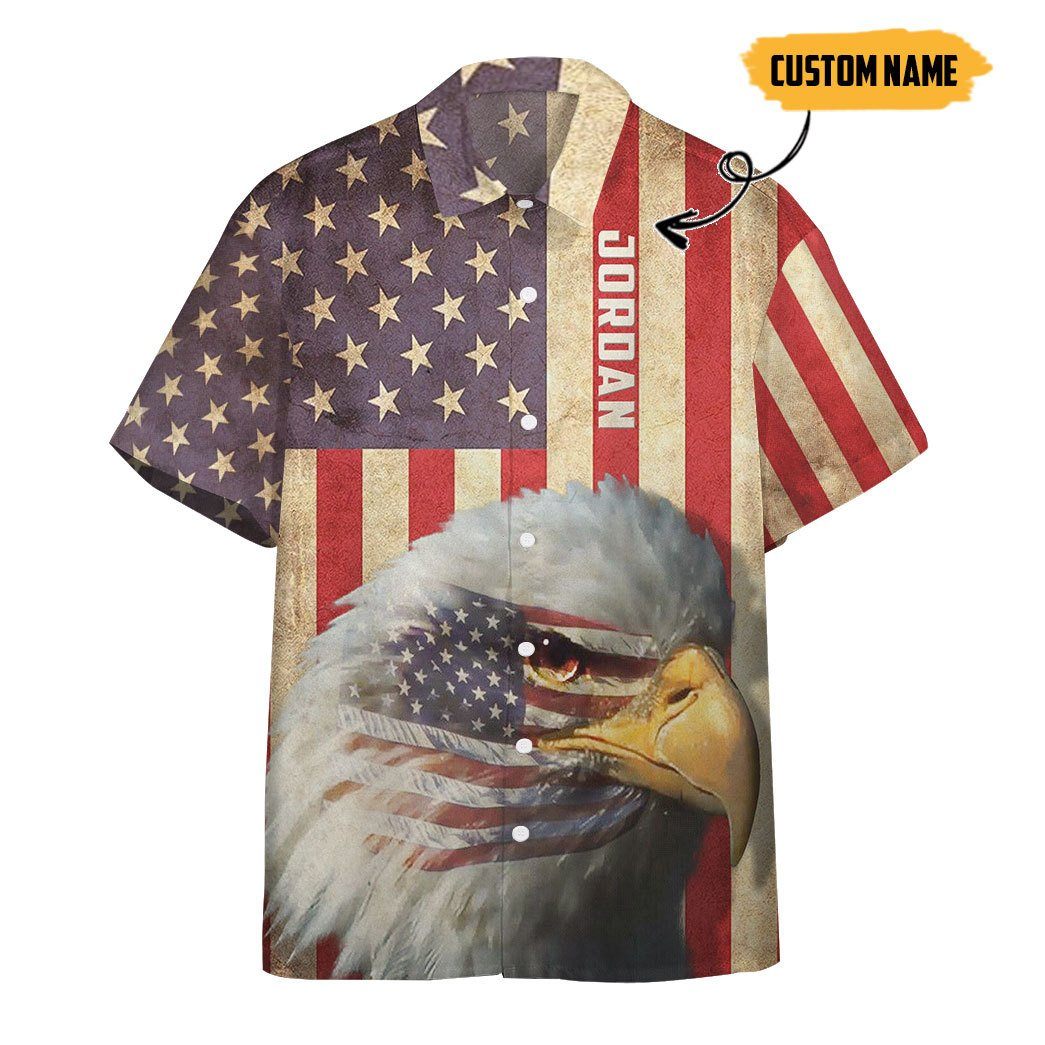Bald Eagle American Custom Name Hawaii Shirt