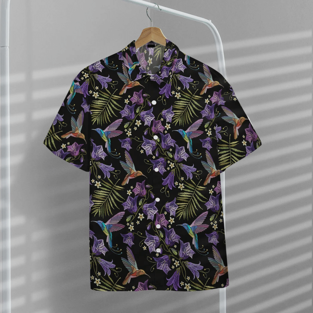 Beautiful Violet Cornflowers And Hummingbirds Custom Hawaii Shirt 9