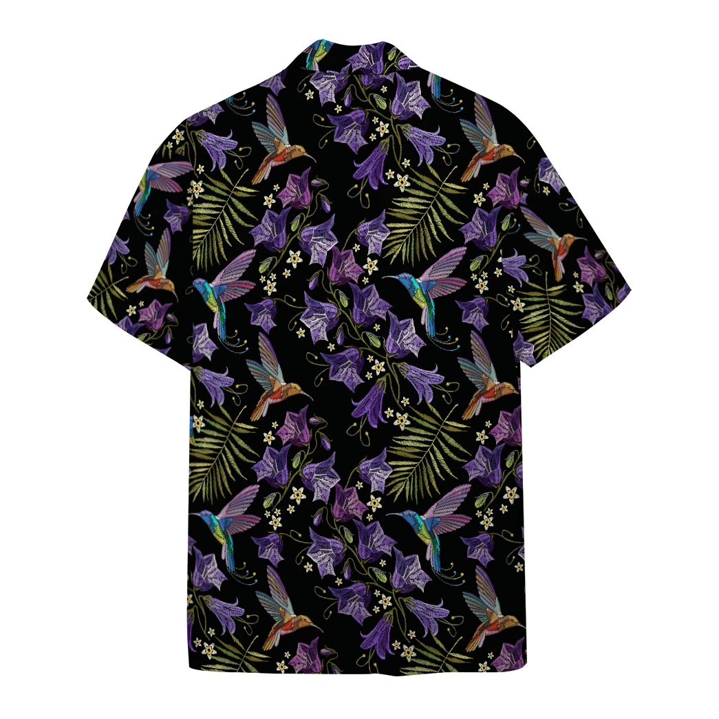 Beautiful Violet Cornflowers And Hummingbirds Custom Hawaii Shirt 1