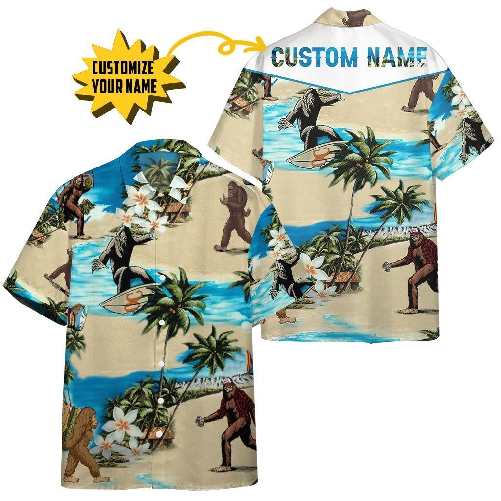 Bigfoot Vacation Custom Name Hawaii Shirt 9