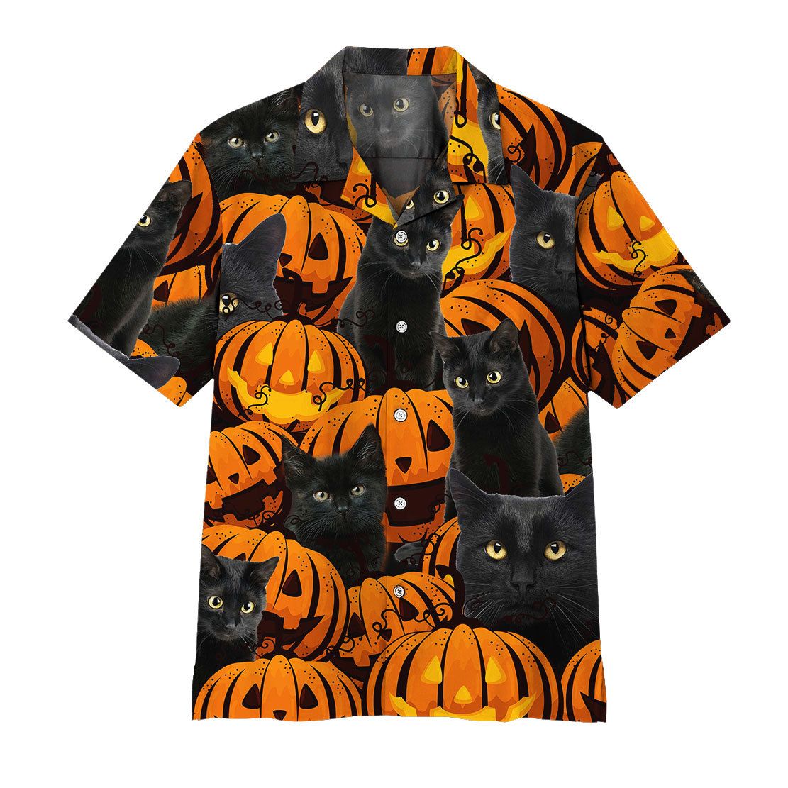 Black Cat And Pumpkin Hawaii Shirt