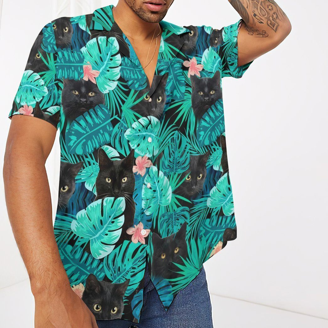 Black Cat Tropical Hawaii Shirt 3