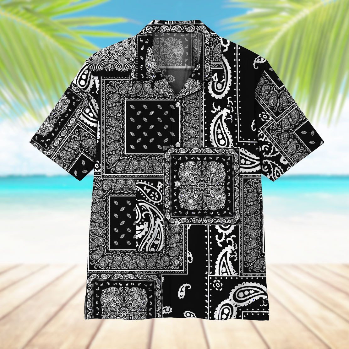 Black Multiple Paisley Bandanas Hawaii Shirt 9
