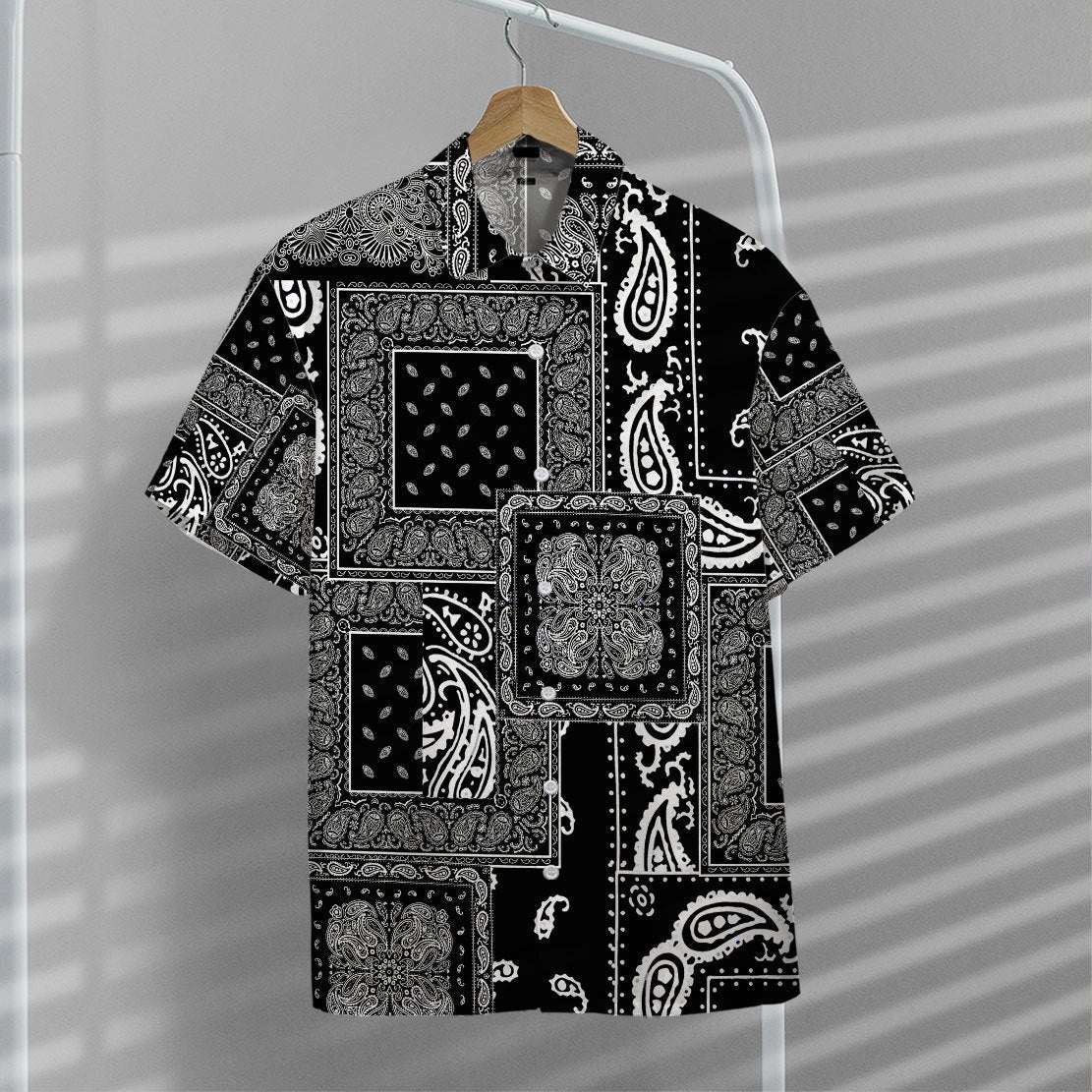 Black Multiple Paisley Bandanas Hawaii Shirt