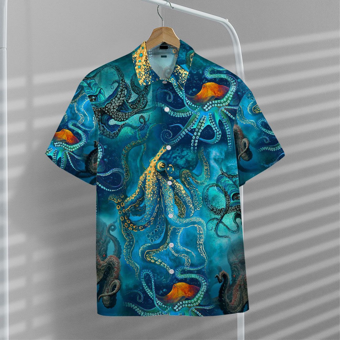Blue Ocean Octopus Hawaii Shirt 23