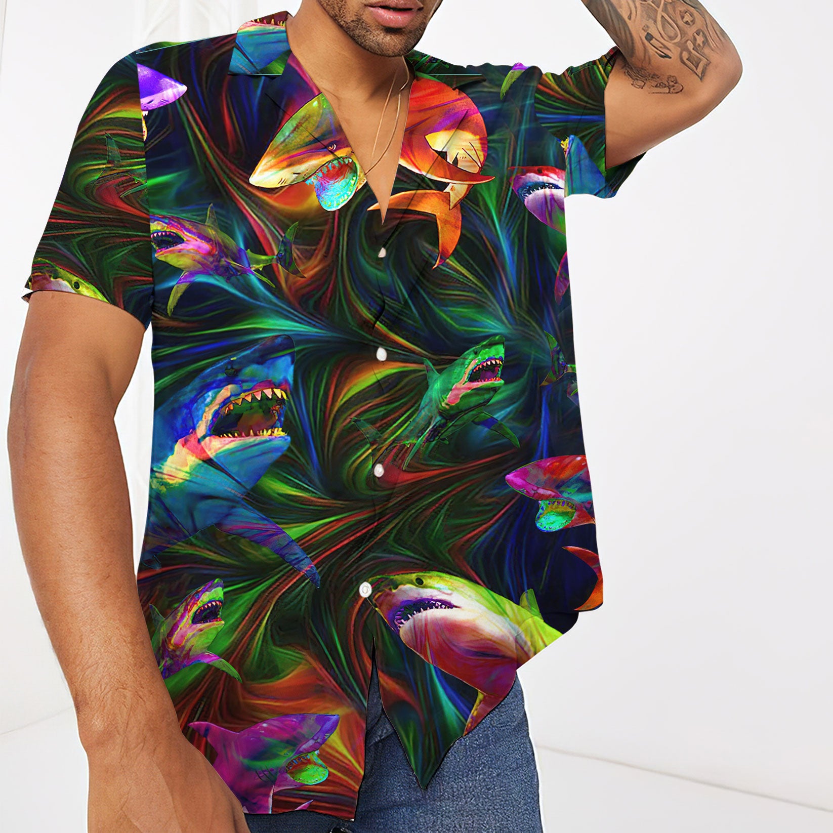 Colorful Shark Hawaii Shirt