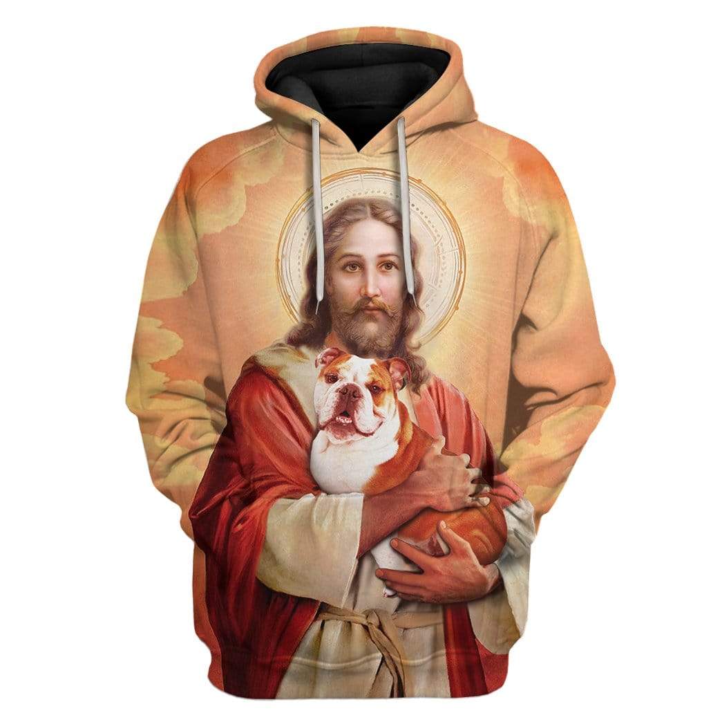 Custom T-shirt – Hoodies Jesus Holding A Pitbull