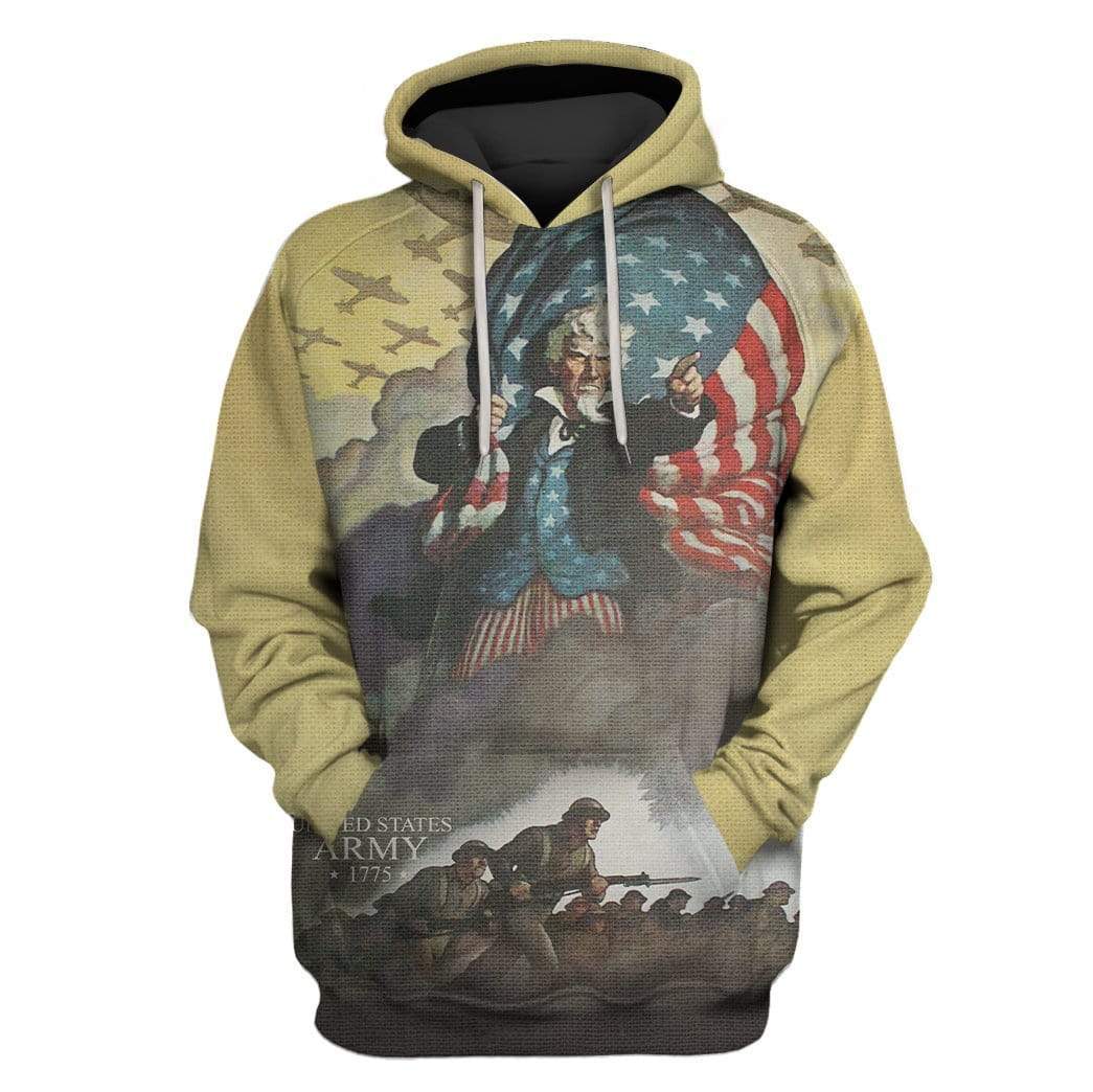 Custom T-shirt – Hoodies U.S. Army Uncle Sam and Soldiers on the 4th of July Apparel