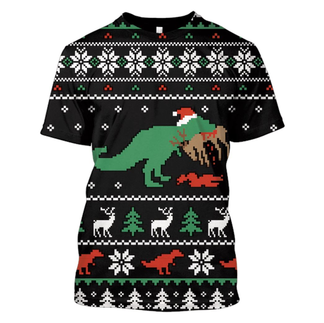 Dinosaur Merry Christmas Custom T-shirt – Hoodies Apparel