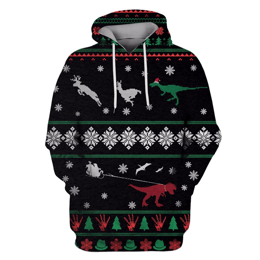 Dinosaurs In Christmas Day Custom Tshirt Hoodies Apparel