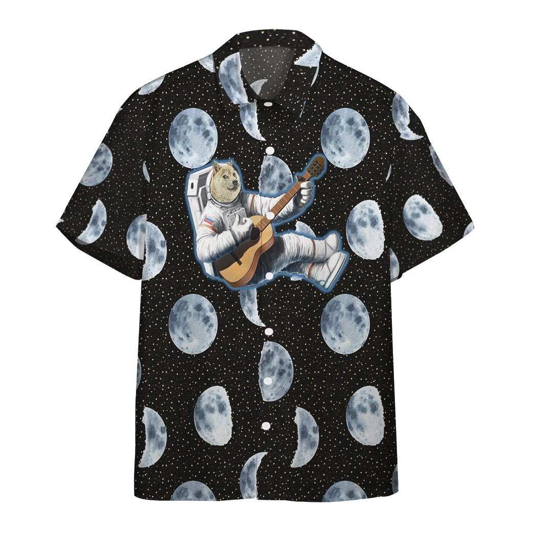 Doge Astronaut Playing Guitar Custom Hawaii Shirt