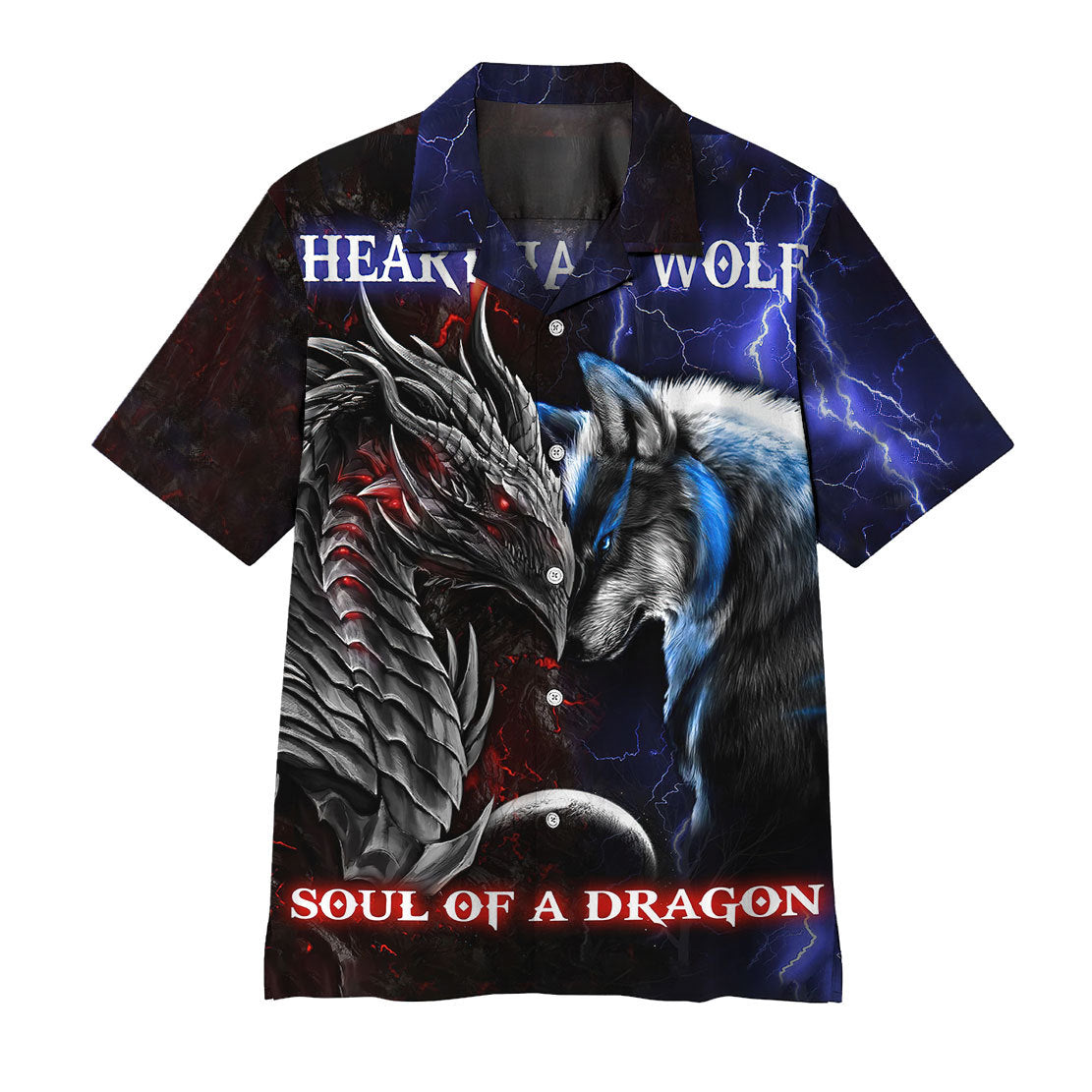 Dragon Heart Of A Wolf, Soul Of A Dragon Hawaii Shirt