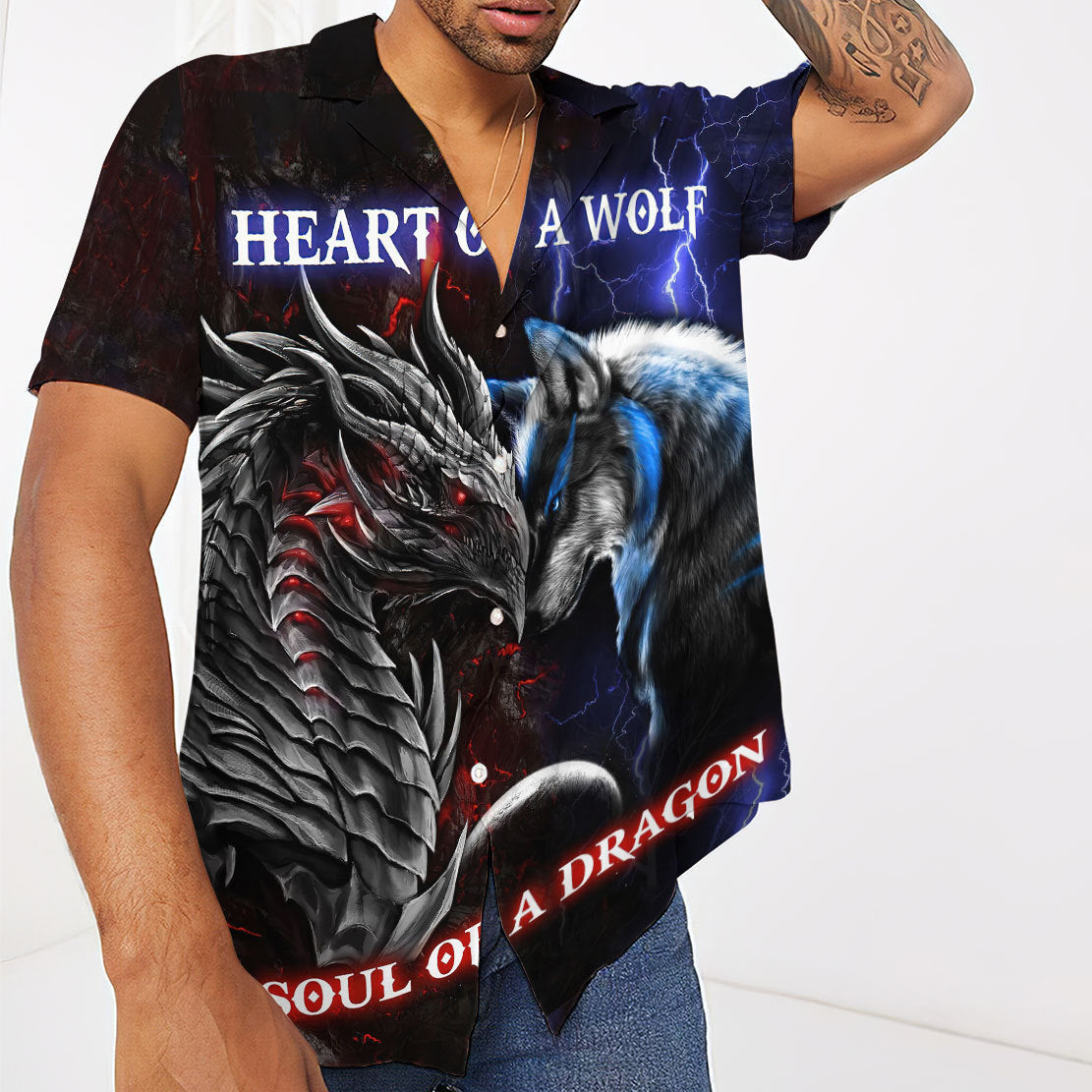 Dragon Heart Of A Wolf, Soul Of A Dragon Hawaii Shirt 5