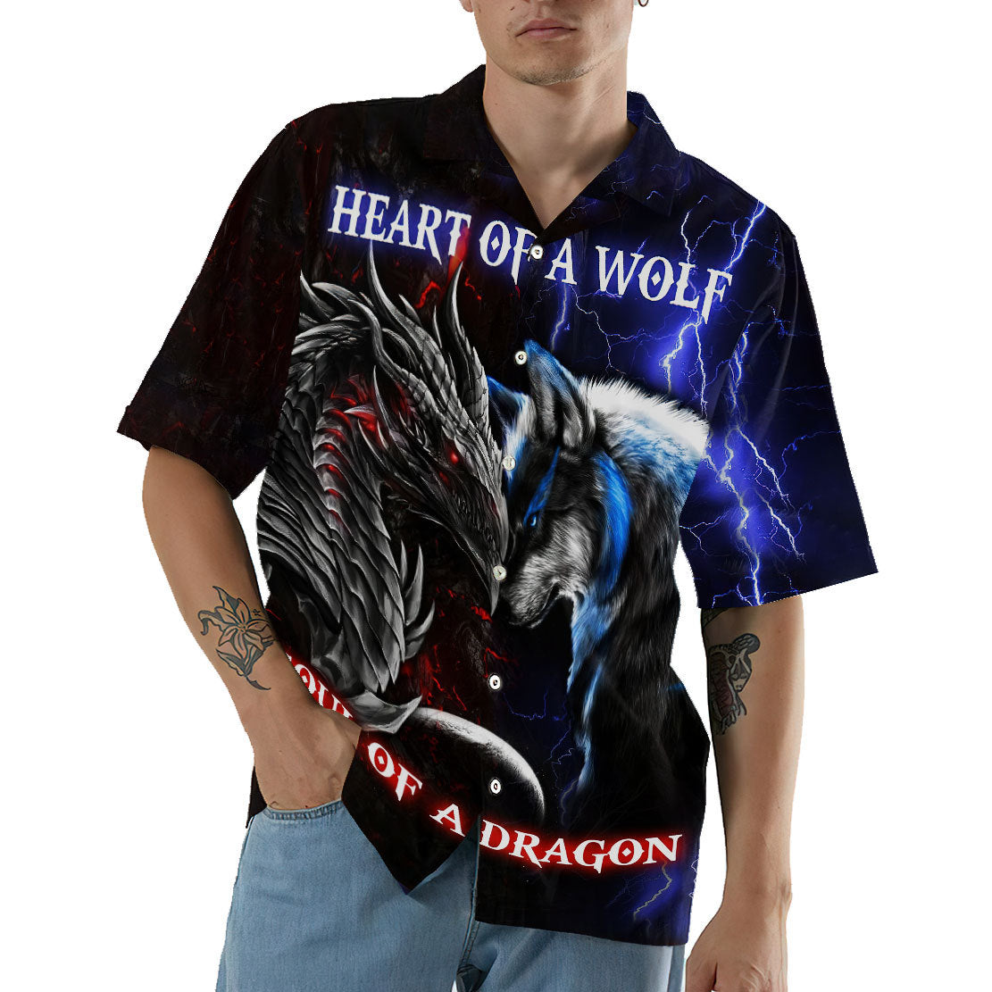 Dragon Heart Of A Wolf, Soul Of A Dragon Hawaii Shirt 3