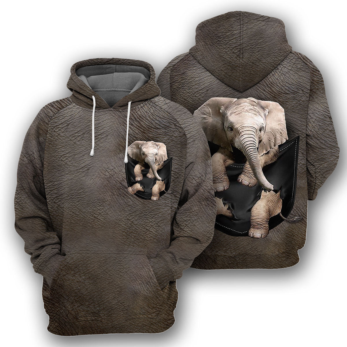 Elephant Pocket Unique All Over Print T-Shirt Hoodie Gift Ideas