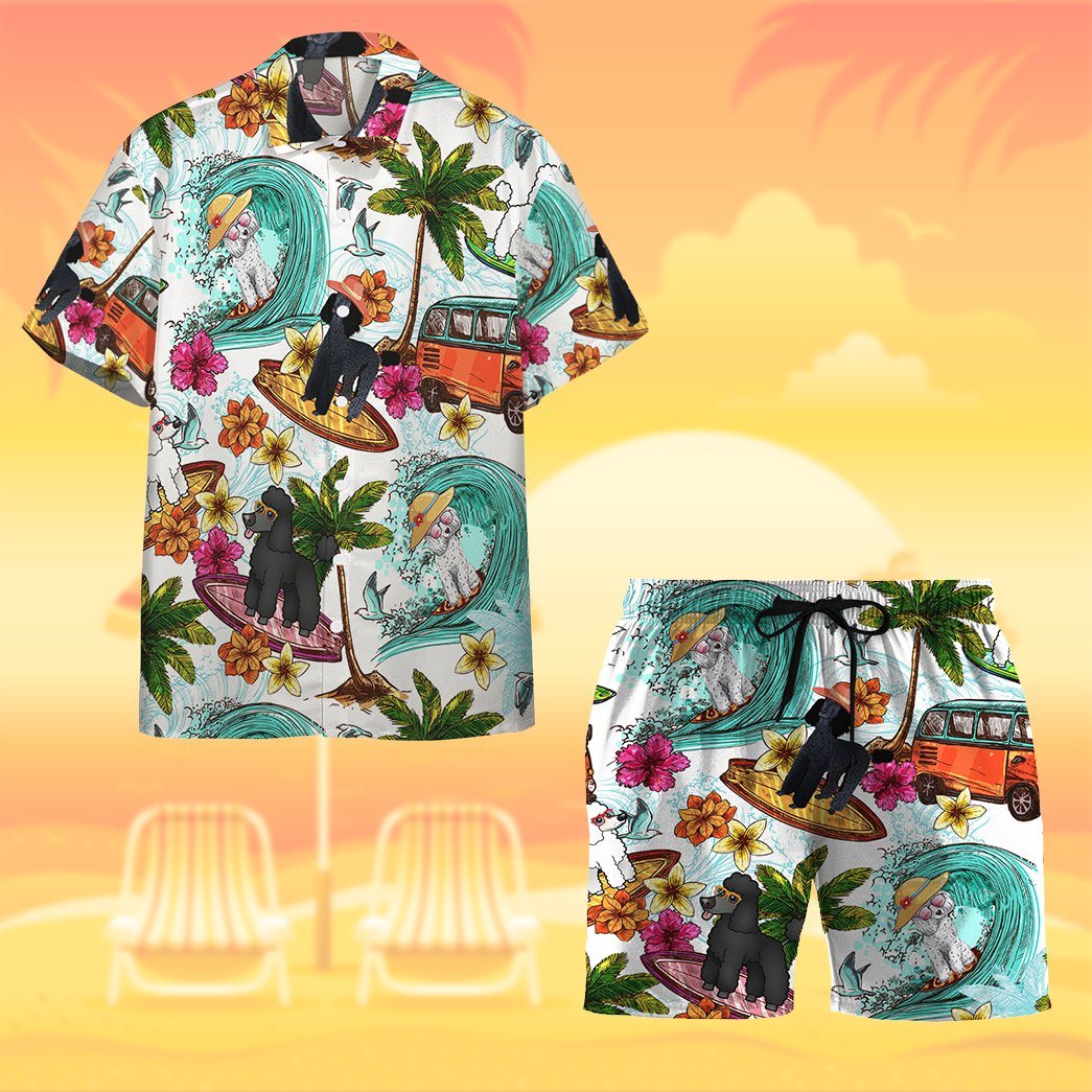 Enjoy Surfing With Poodle Dog Custom Short Sleeve Shirt