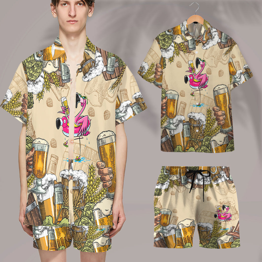 Flamingo and Beer Custom Hawaii Shirt 11