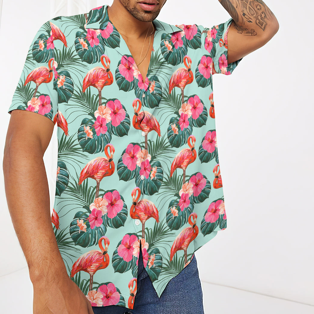 Flamingo Beautiful Summer Floral Custom Hawaii Shirt 3