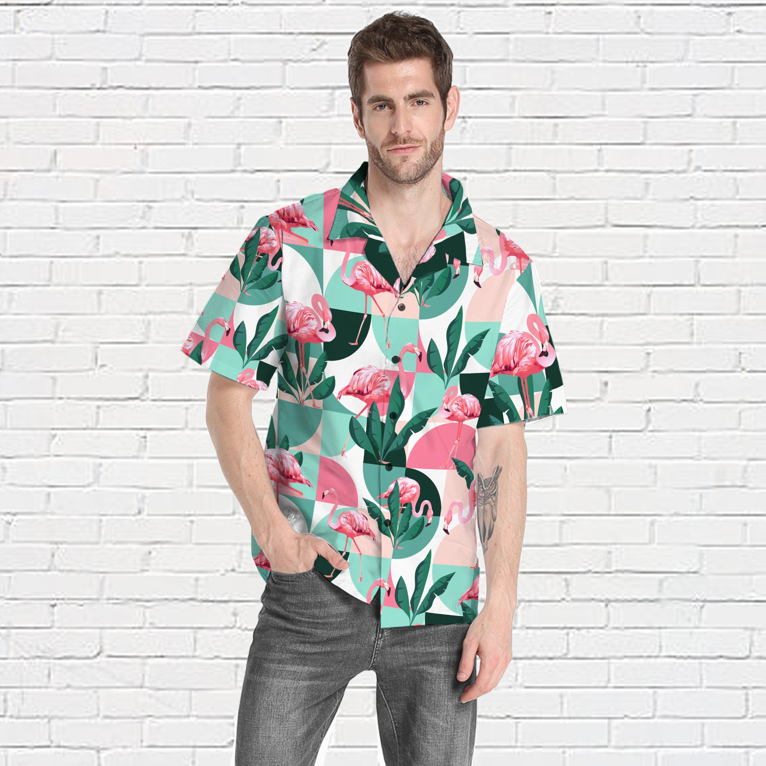 Flamingo Exotic Patchwork Patterns Custom Hawaii Shirt 11