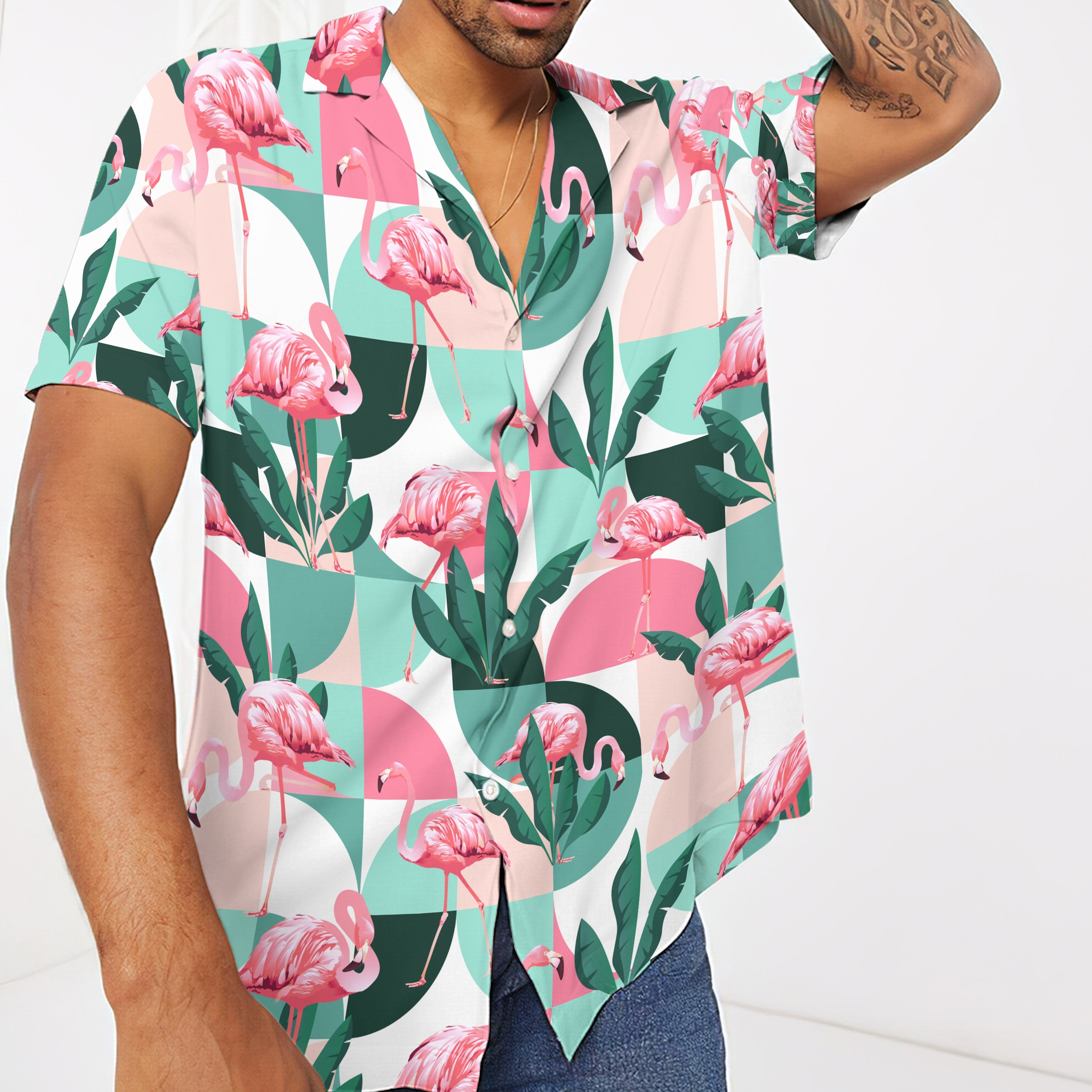 Flamingo Exotic Patchwork Patterns Custom Hawaii Shirt 3