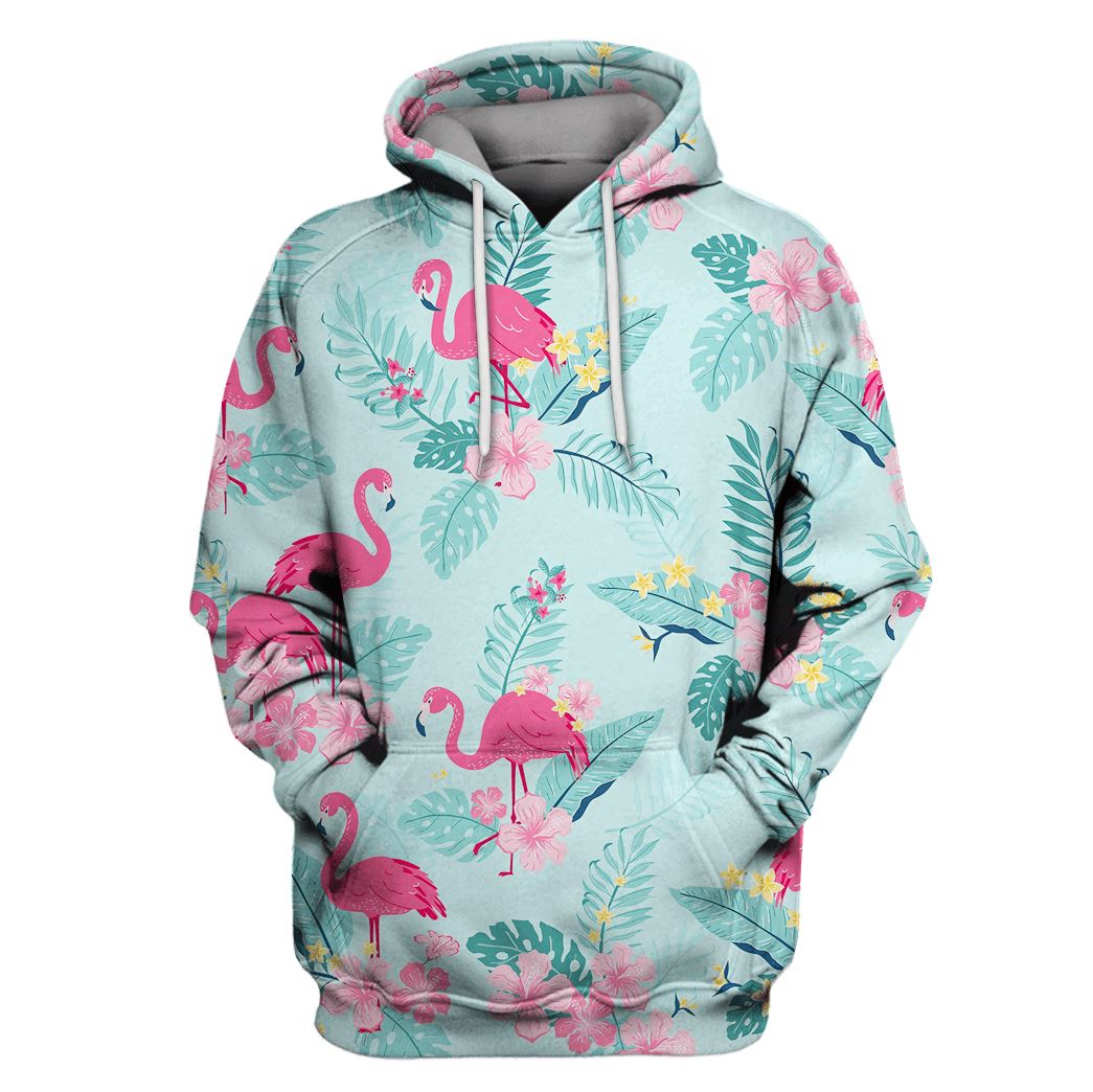 Flamingo with flowers Custom T-shirt – Hoodies Apparel