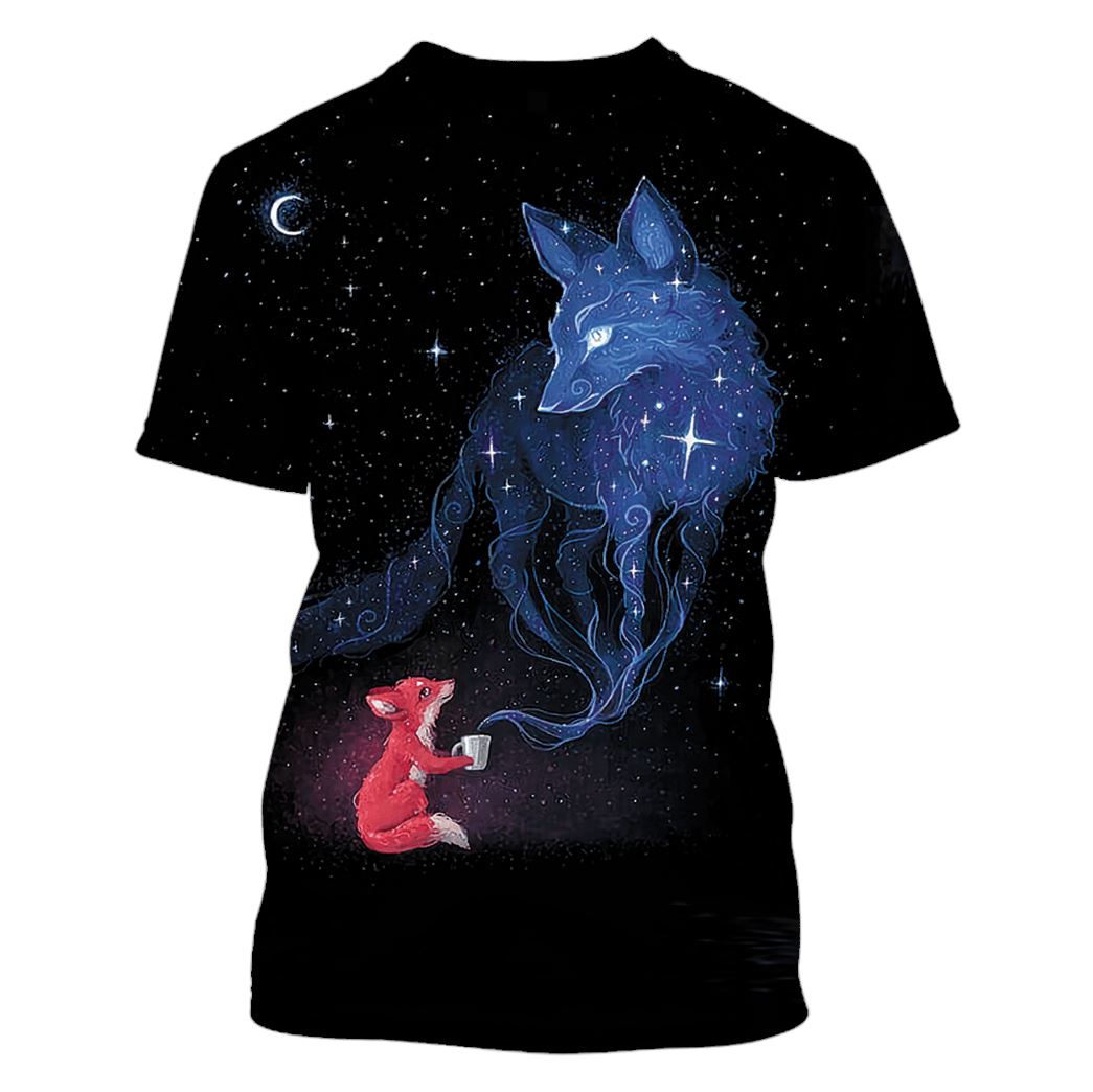 Fox in galaxy background Custom T-shirt – Hoodies Apparel