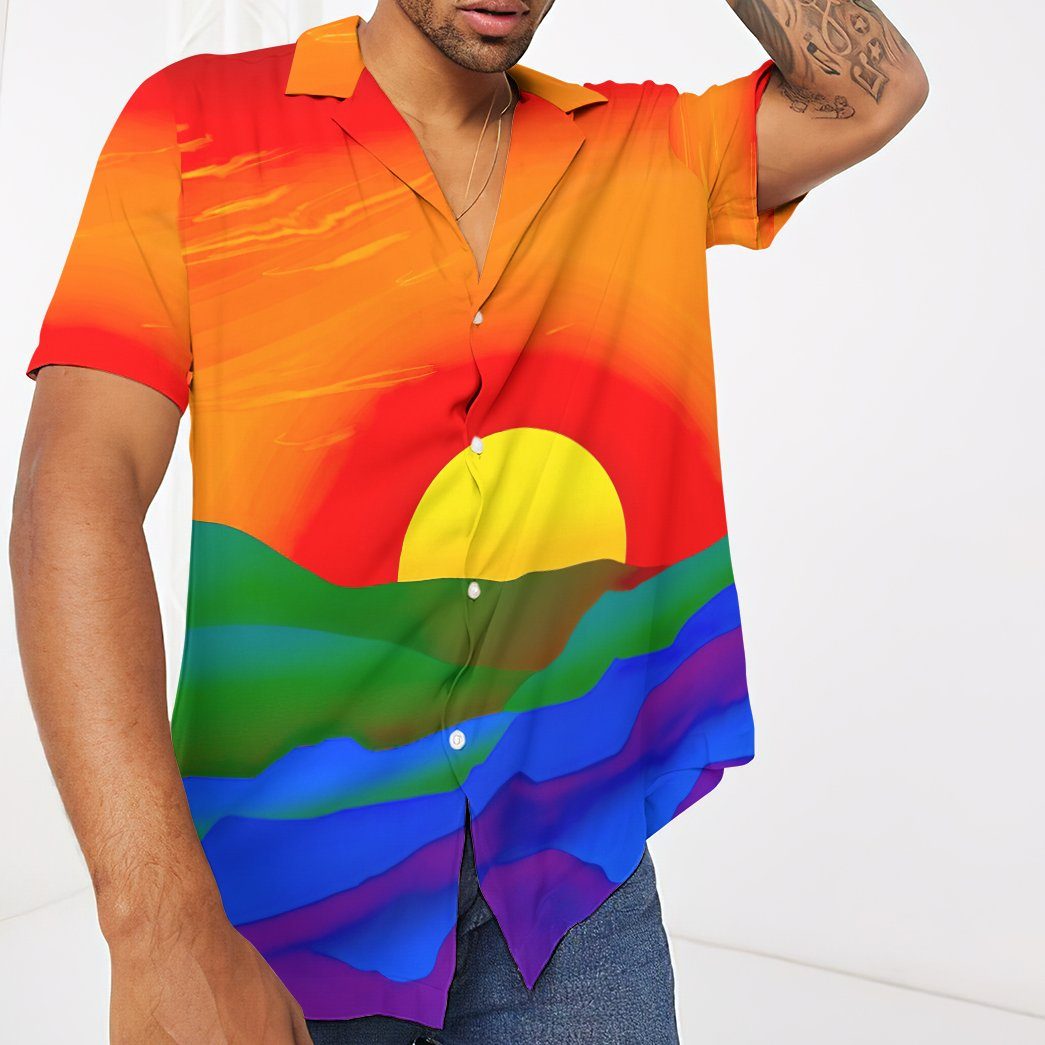 Gay Pride Sunrise Custom Hawaii Shirt 5