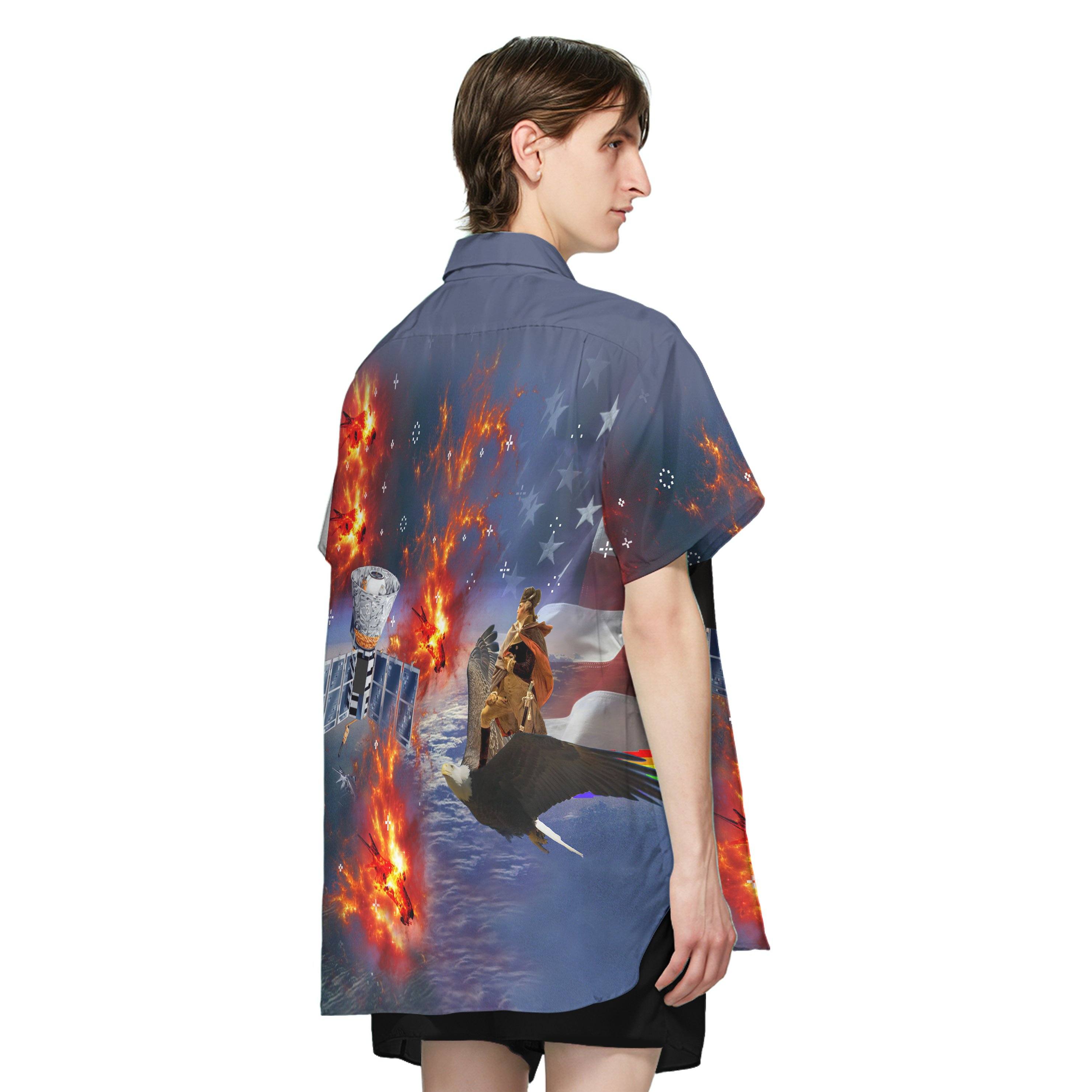 George Washington Defeating Skynet Custom Short Sleeve Shirt 3