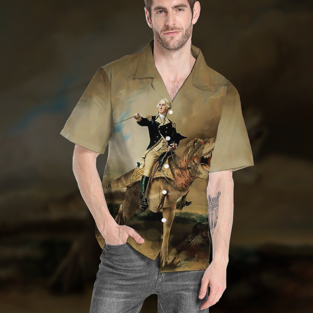 George Washington Dinosaur Custom Short Sleeve Shirt