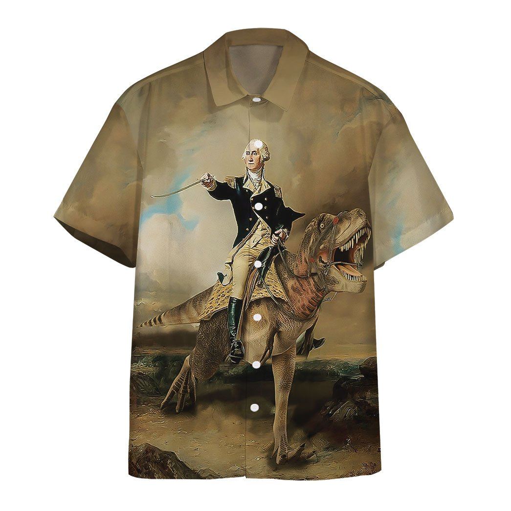 George Washington Dinosaur Custom Short Sleeve Shirt