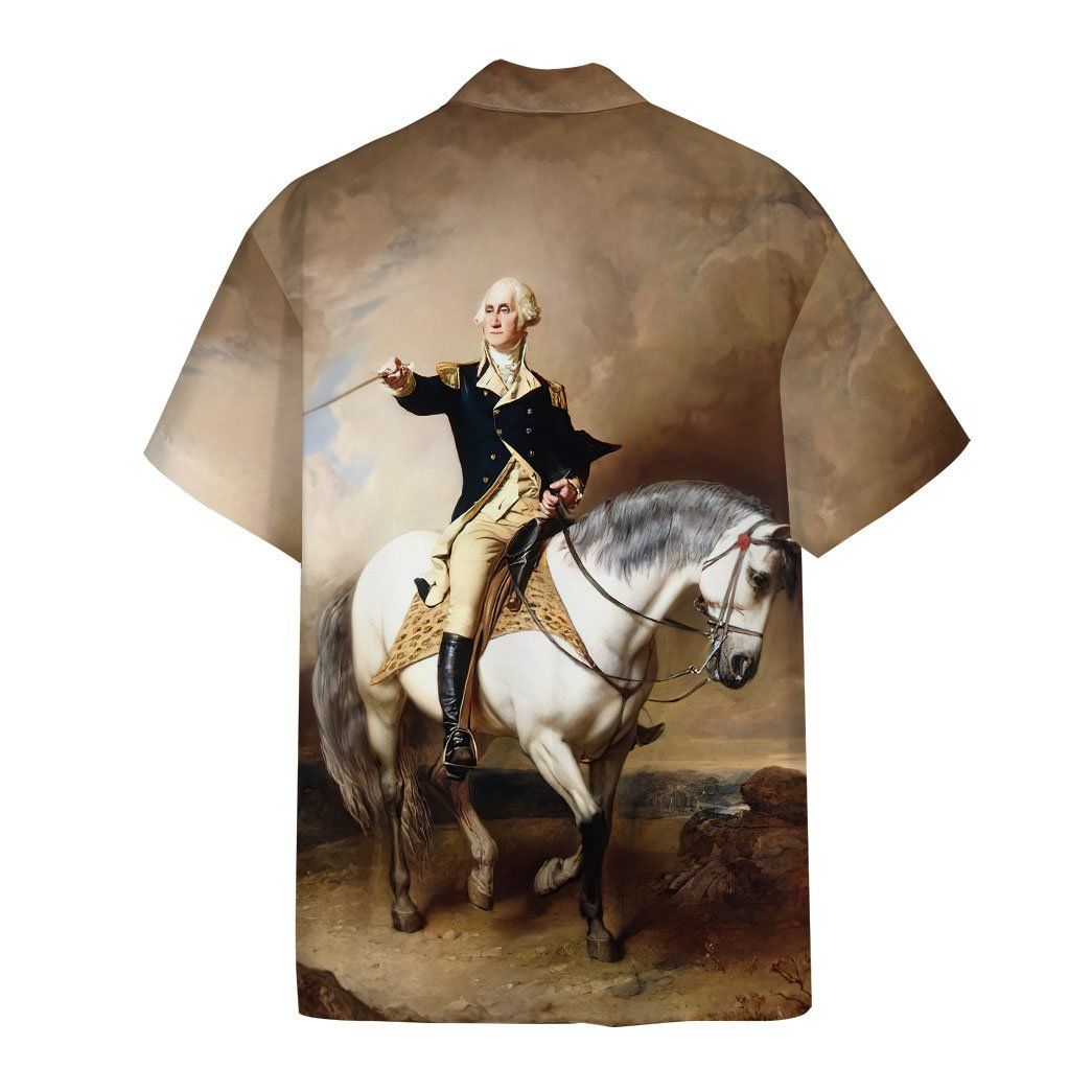 George Washington Taking the Salute at Trenton Custom Short Sleeves Shirt 1