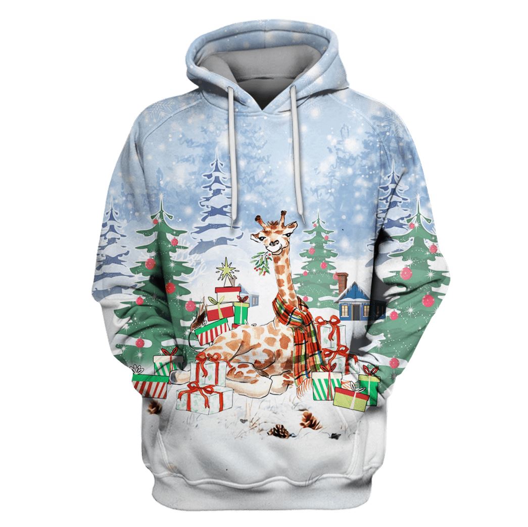 Giraffe On Christmas Custom Hoodies Apparel